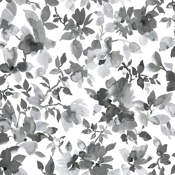 RoomMates Black Watercolor Floral Peel and Stick Wallpaper | Amazon (US)