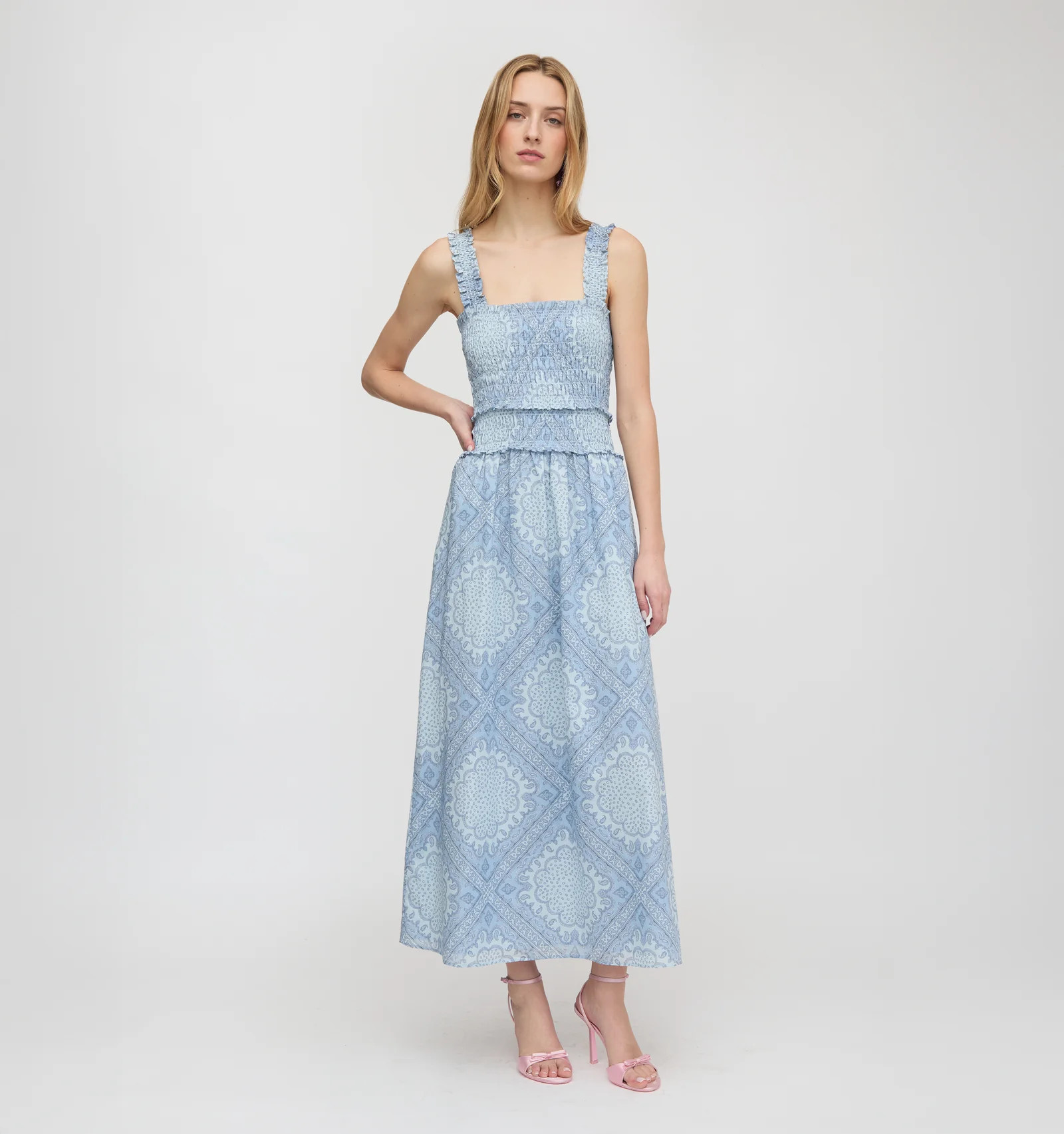 The Azalea Maxi Nap Dress - Dusty Blue Paisley Scarf | Hill House Home US