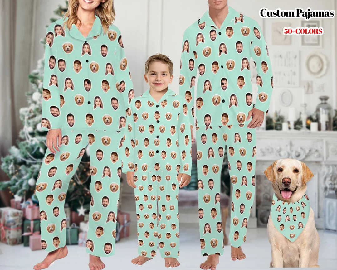 Custom Pajamas Christmas Personalized Dog Face Pajamas - Etsy | Etsy (US)