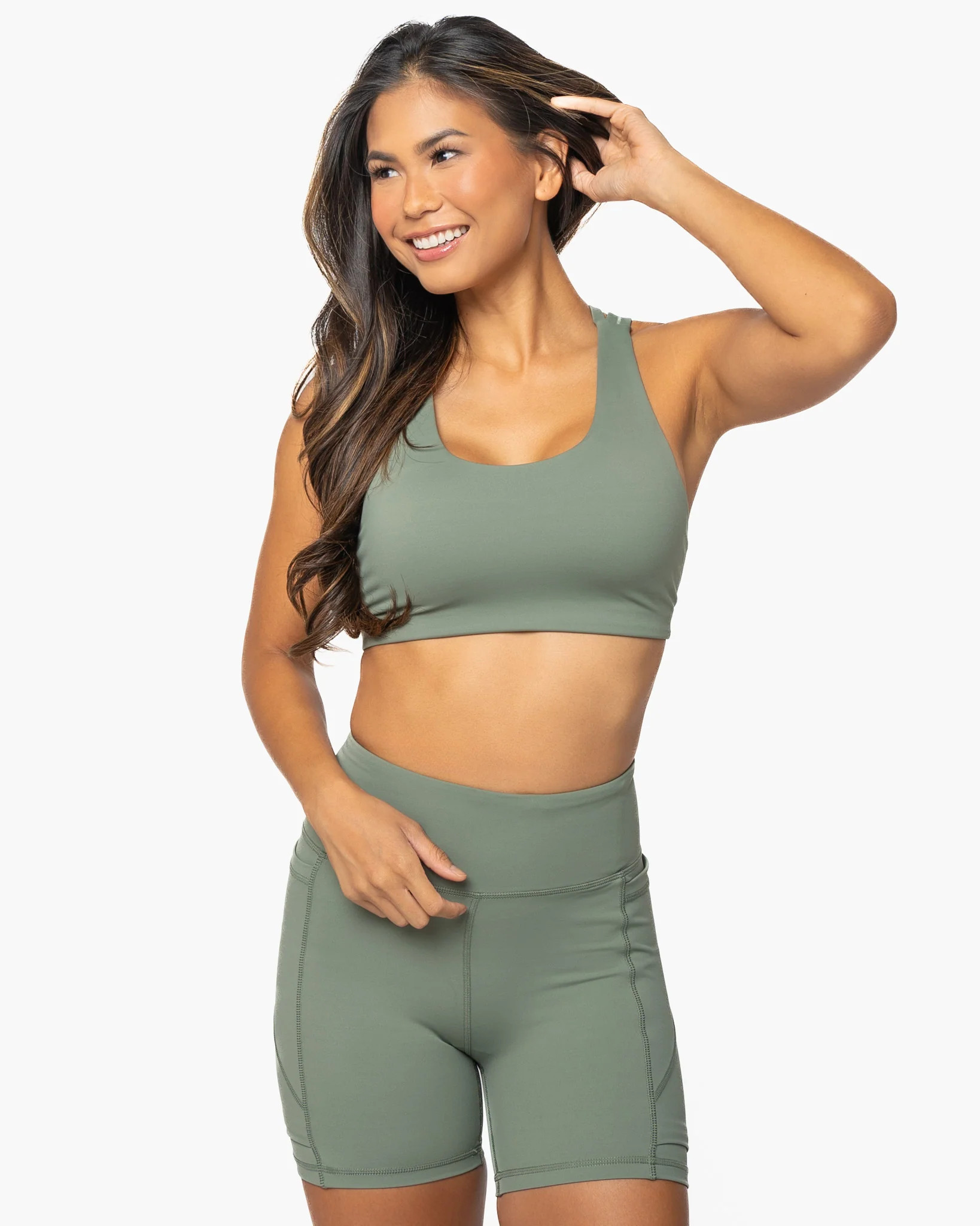 Lux Strappy Sports Bra - Olive | Senita Athletics