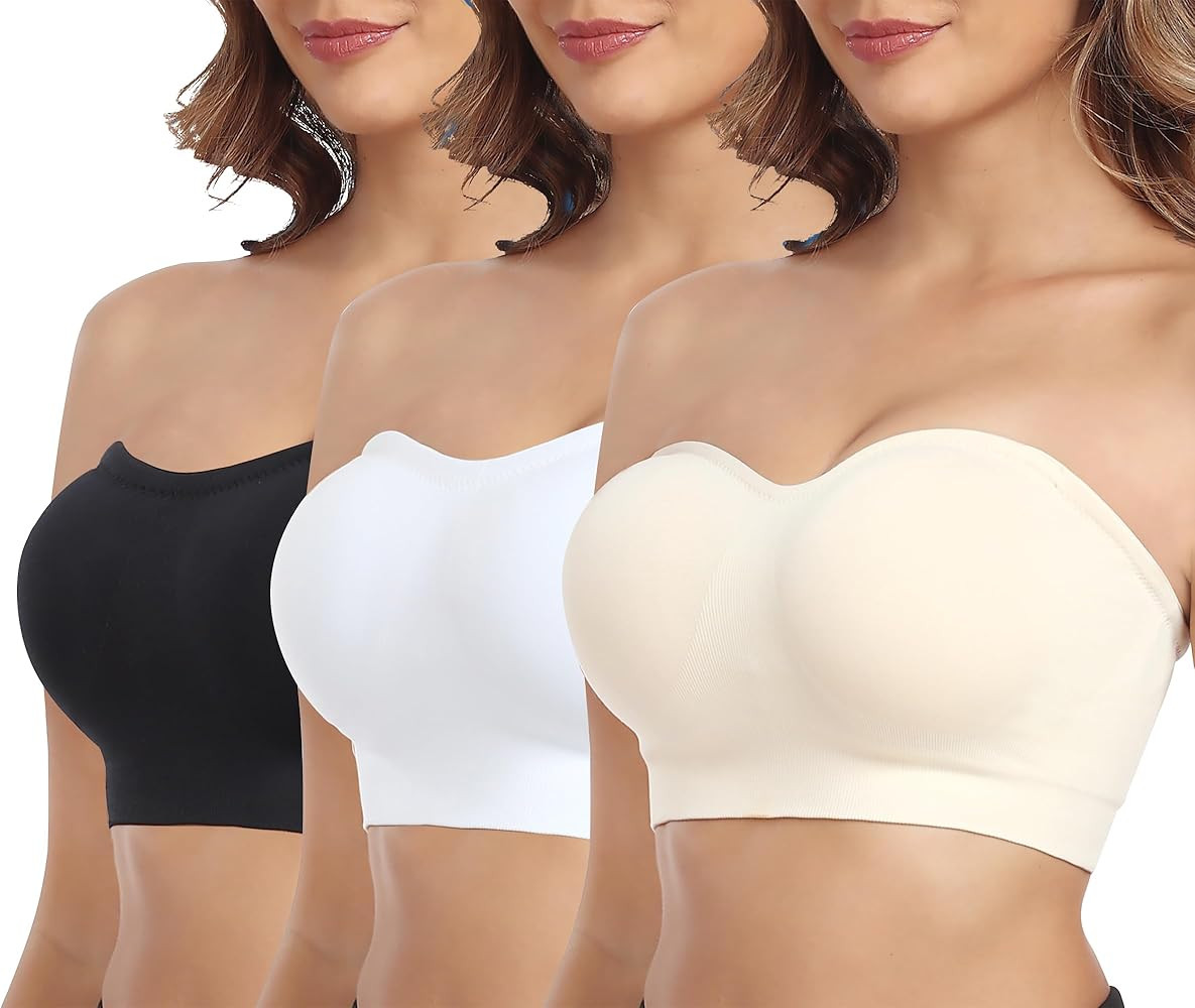 OBICUM Strapless Bras for Women Comfortable Non-Slip Silicone Bandeau Bra Seamless Tube to Bra | Amazon (US)