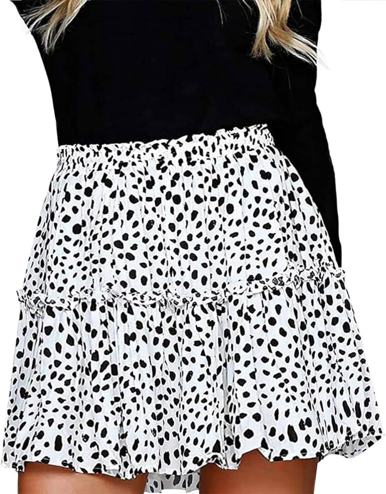 RITERA Plus Size Basic Versatile Stretchy Elastic Waist Flared Casual Mini Skater Skirt/Pleated P... | Amazon (US)