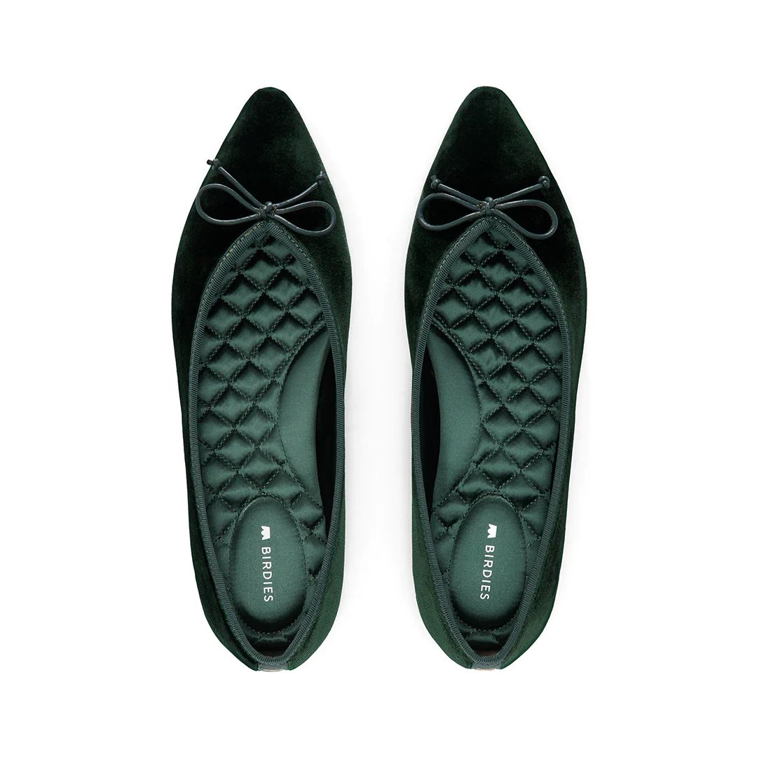 Birdies The Goldfinch - Hunter Green Flats, Velvet | BIRDIES