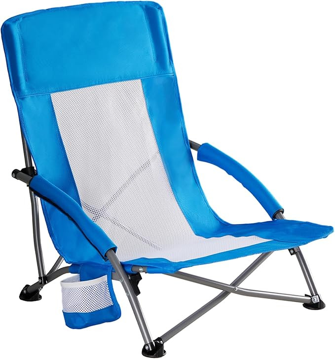 NEWBULIG Low Beach Chair – Folding Camping Chair for Adults, Low Profile Lawn Chair with Cup Ho... | Amazon (US)