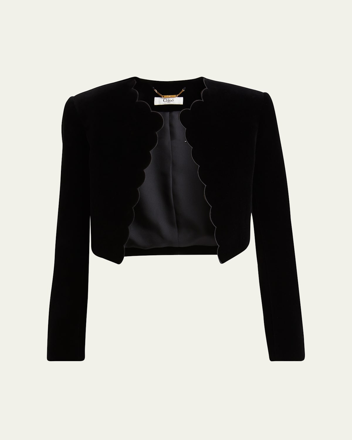 Scalloped Velvet Crop Jacket | Bergdorf Goodman