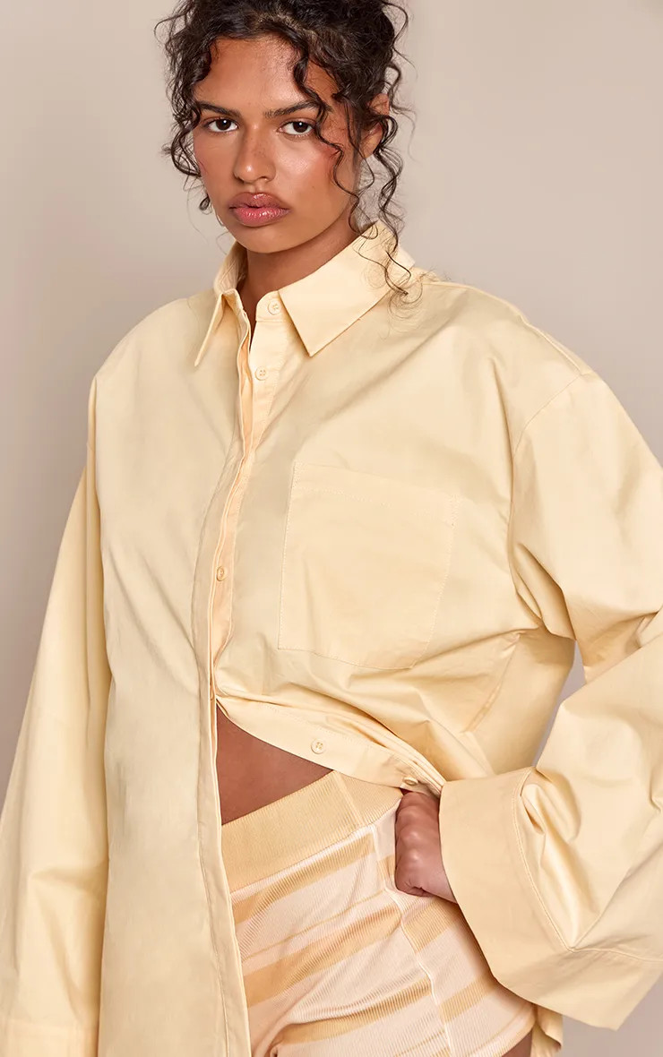 Lemon Cotton Wide Sleeve Oversized Shirt | PrettyLittleThing UK