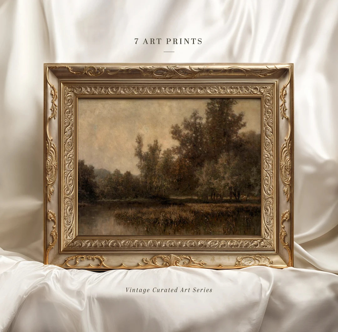 Dark Moody Fall Art Print, Vintage Landscape Wall Art, Moody Landscape, Rustic Wall Decor, Scener... | Etsy (US)