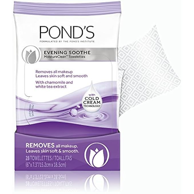 Pond's Evening Soothe Wet Cleansing Towelettes with Chamomile and White Tea, 30 Count | Amazon (US)