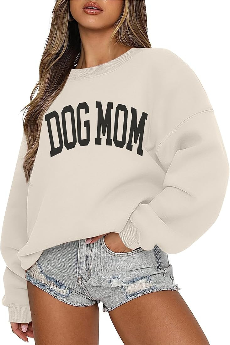 KNEYATTA Dog Mom Sweatshirt Women Dog Lover Sweatshirt Funny Graphic Sweatshirts Dog Mam Pullover... | Amazon (US)