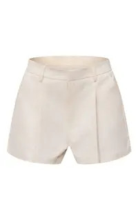 Cream Woven Balloon Style Tailored Short | PrettyLittleThing UK