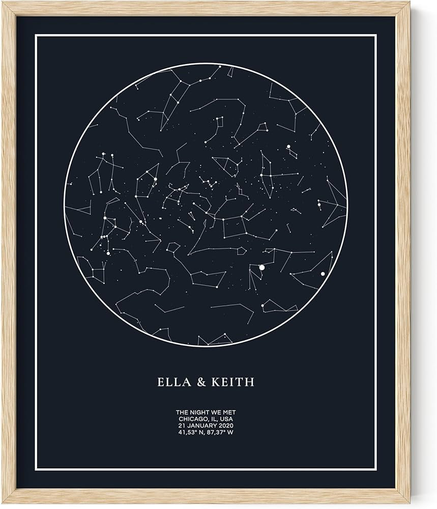 HAUS AND HUES Custom Star Map Poster with Frame - Personalized Night Sky Celestial Print - Unique... | Amazon (US)