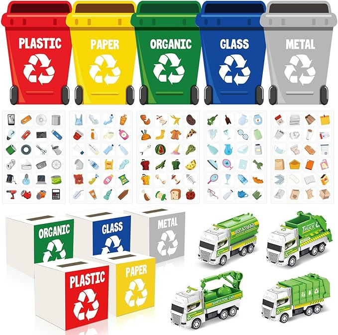 Cinrobiye Earth Day Recycling Sorting Game Learn to Recycle Activity Set Garbage Sorting Educatio... | Amazon (US)