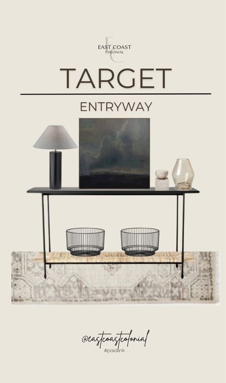 Entryway design, all from Target. 







Wall art, table lamp, console table, entryway table, vase, home decor, accent baskets, area rug, entryway rug, target home decor, target home furnituree

#LTKHome #LTKStyleTip