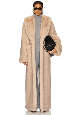 Vincent Faux Fur Coat in Taupe | Revolve Clothing (Global)