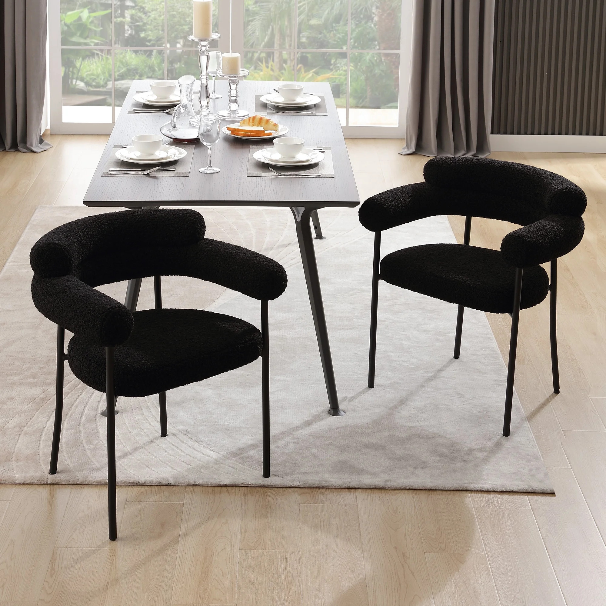 Zesthouse Teddy Sherpa Dining Chairs Set of 2, Modern Boucle Fabric Accent Armchairs, Leisure Cha... | Walmart (US)