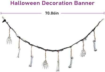 Engmoo Bone Hand Head Garland Banner Halloween Party Decorations Zombie Vampire Party Props Banner D | Amazon (US)