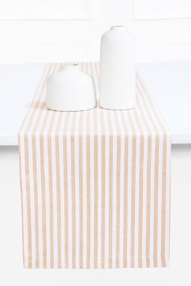 PurpleEssences Striped Table Runner 90 inches Long Stripe Runner 14 x 90 Inch 100% Cotton - Durab... | Amazon (US)