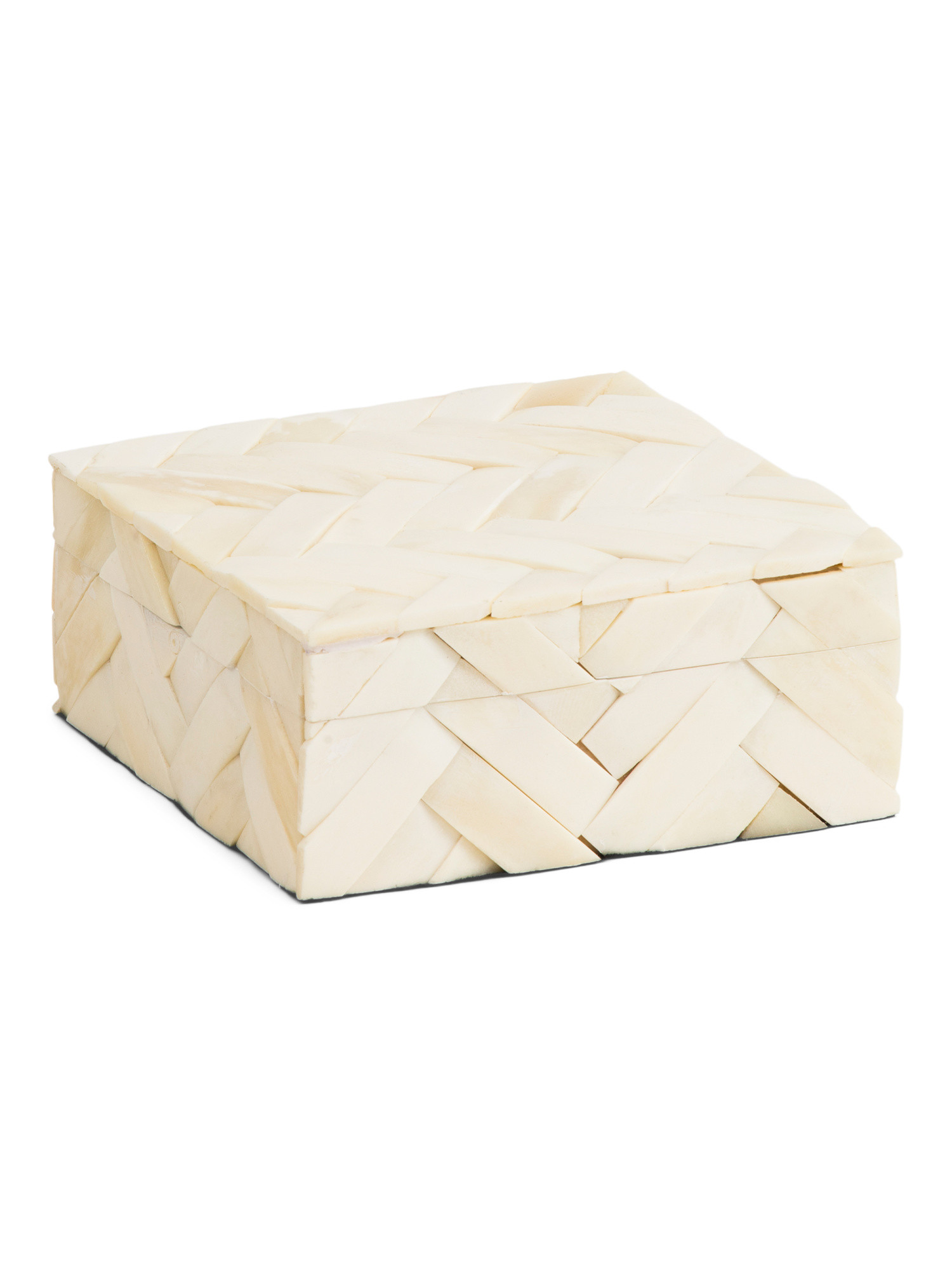 6x6x2.5 Handcrafted Cumberland Bone Wood Box | TJ Maxx