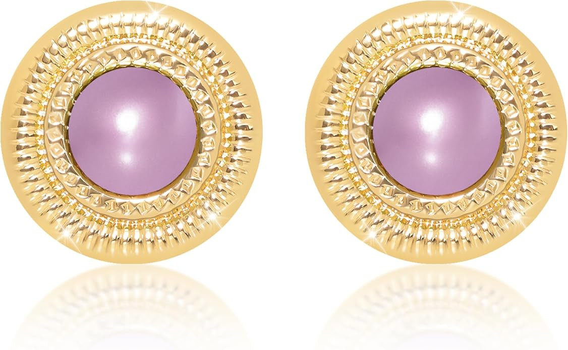 Faux Pearl Gold Plated Stud Earrings for Women, Hypoallergenic Stainless Steel Ear Pin, Available... | Amazon (US)