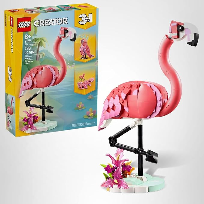 LEGO Creator 3 in 1 Wild Animals: Pink Flamingo Animal Building Toy - Playset with 3 Build Option... | Amazon (US)