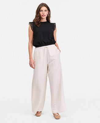Women's Linen-Blend Drawstring Pants | Macy's