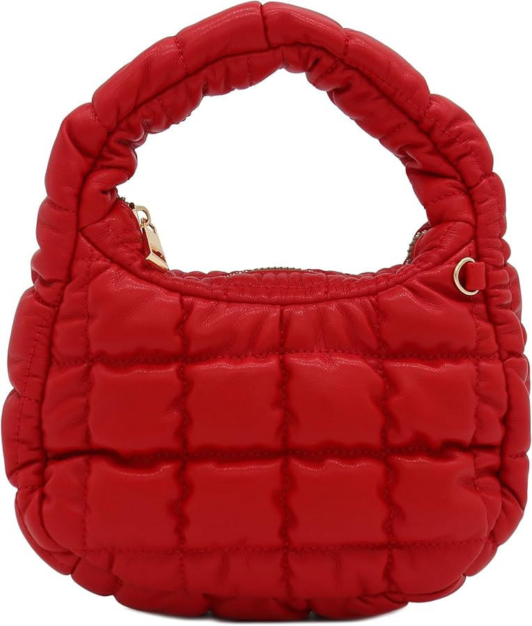 FashionPuzzle Mini Quilted Soft PU Leather Crescent Puffer Crossbody Evening Bag | Amazon (US)