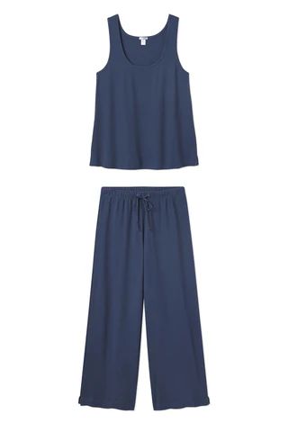 Pointelle Pajama Pants Set in Navy | LAKE Pajamas