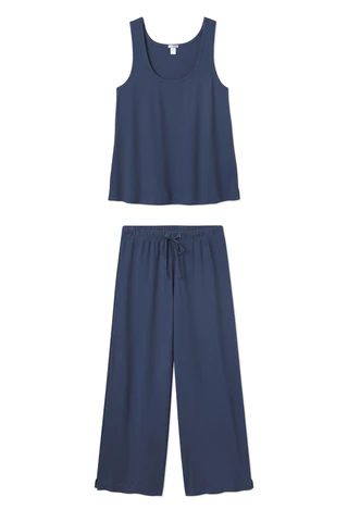 Pointelle Pajama Pants Set in Navy | LAKE Pajamas