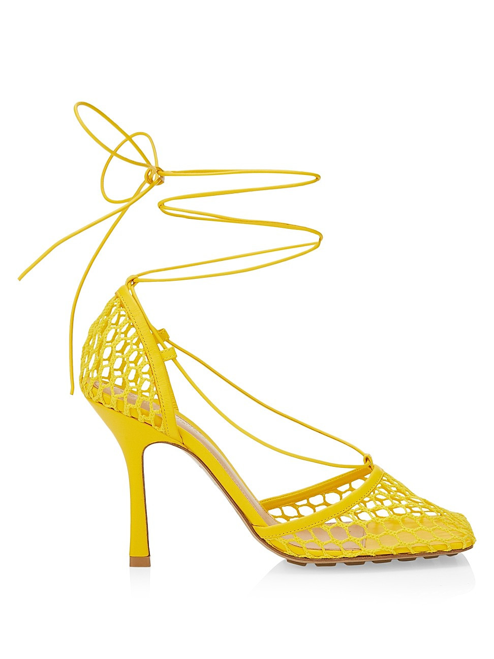Bottega Veneta Women's Stretch Square-Toe Ankle-Strap Mesh Pumps - Egg Yolk - Size 8 | Saks Fifth Avenue
