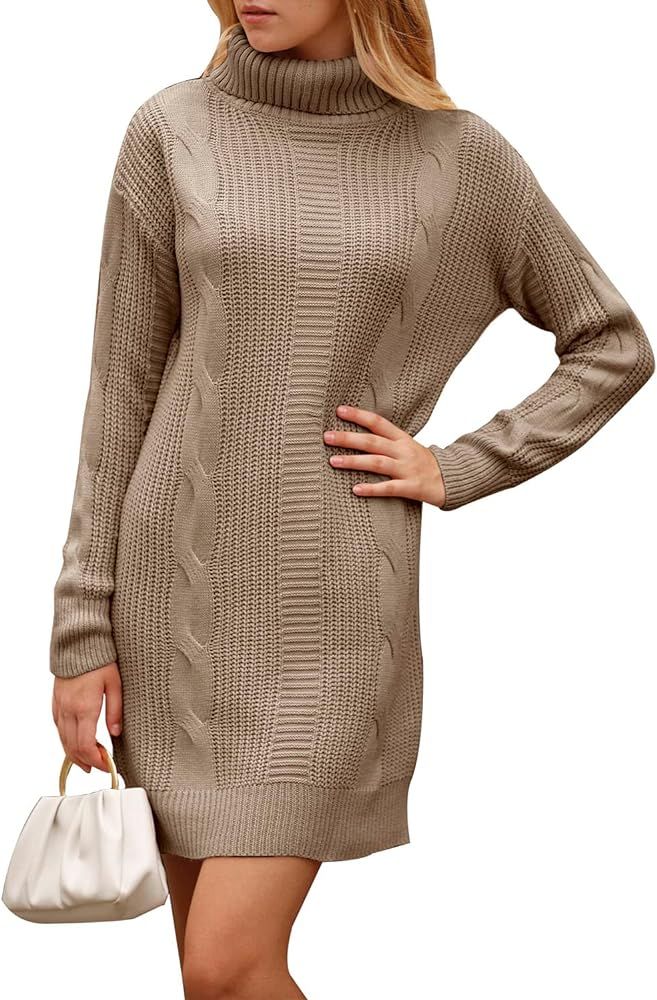 PRETTYGARDEN Women's 2022 Turtleneck Pullover Sweaters Casual Long Sleeve Plain Winter Knit Sweater  | Amazon (US)