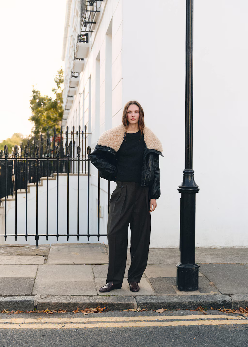 Faux-leather jacket with shearling collar black - Woman - M - MANGO | Mango (US/MX/AU)