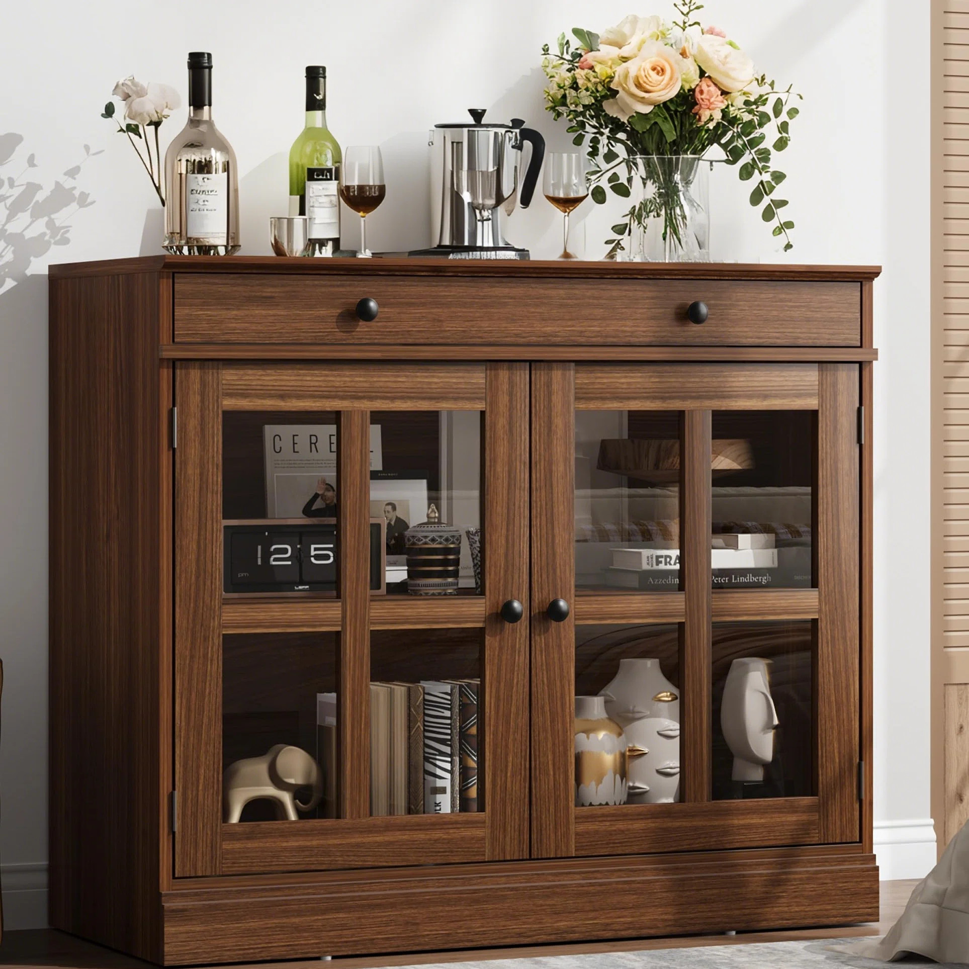 35.4" Sideboard Buffet Cabinets with Glass Door | Wayfair North America