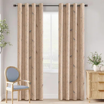 Blackout Curtains For Bedroom 84 Inches Length Thermal Insulated Birds Rustic Printed Curtain Drapes Decoration Pair 2 Panels, Taupe | Wayfair North America