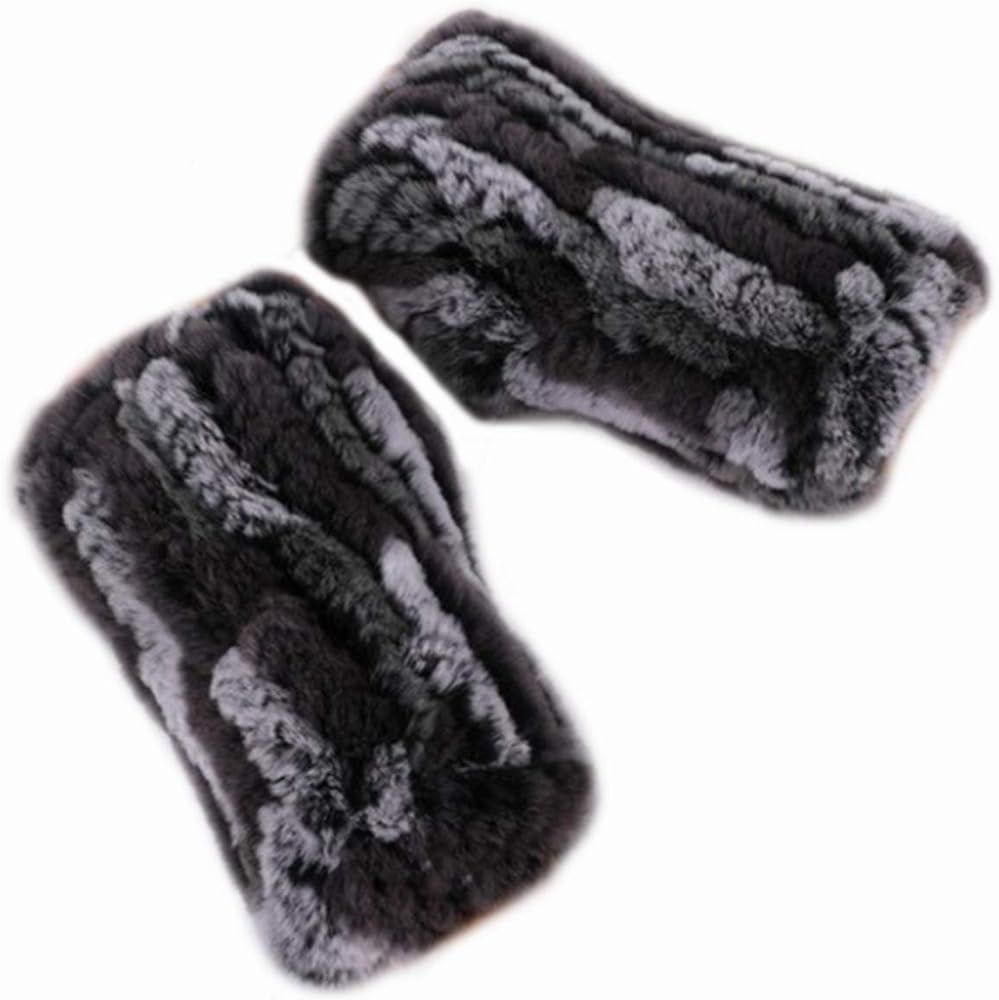 Women Fur Gloves - Real Rabbit Fur Mittens Winter Knit Warm Fingerless Hand Warmer | Amazon (US)