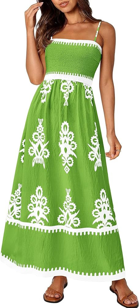PRETTYGARDEN Summer Dress for Women 2025 Floral Sundress Spaghetti Strap Flowy Beach Vacation Boh... | Amazon (US)