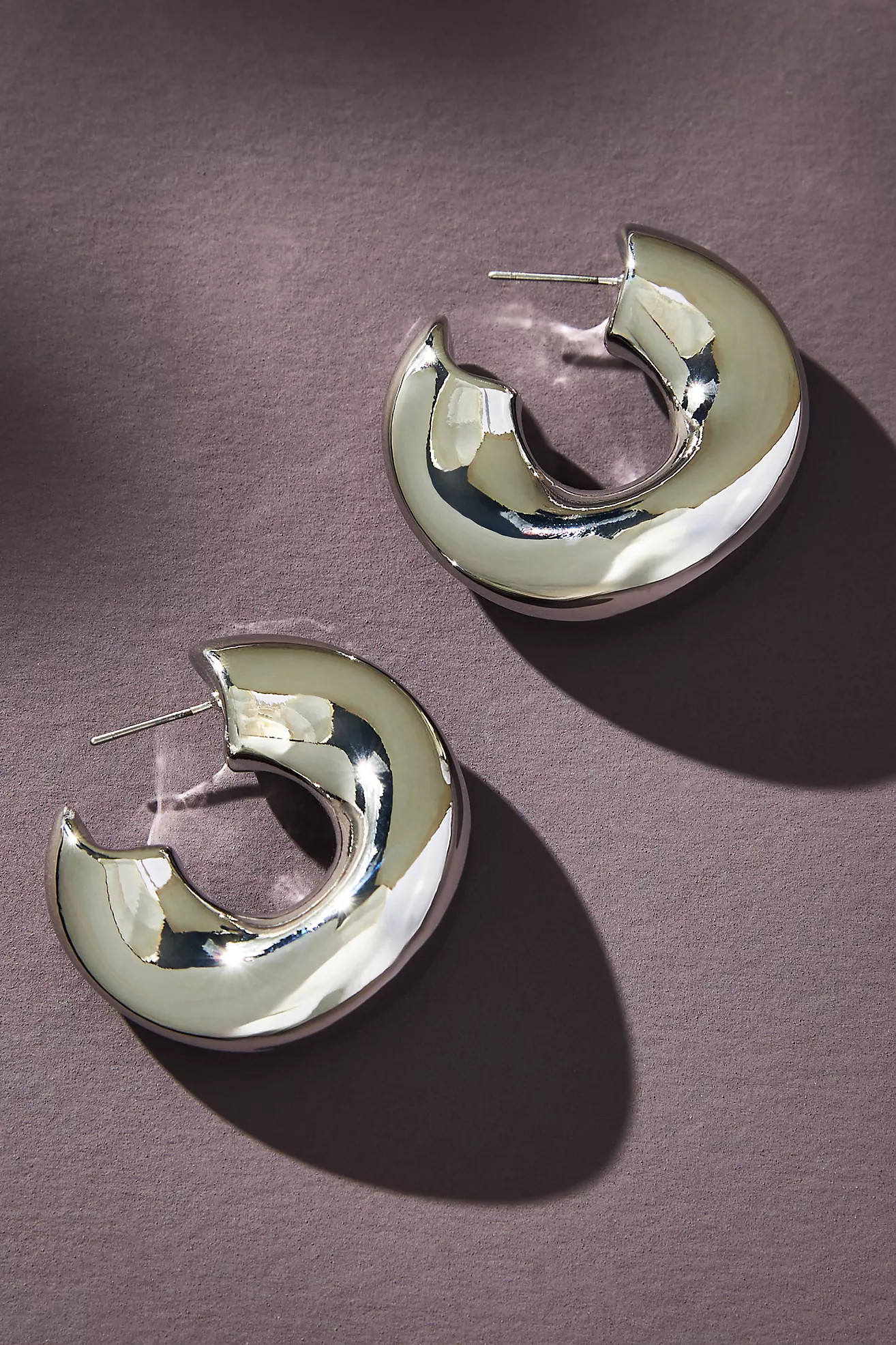 Flat Hammered Huggie Hoop Earrings | Anthropologie (US)