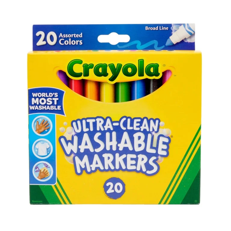 Crayola Ultra-Clean Washable Broad Line Markers, 20 Ct, Back to School Supplies, Classic Colors, ... | Walmart (US)