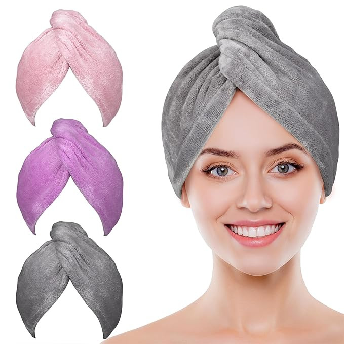 POPCHOSE Microfiber Hair Towel Wrap, Fast Drying Hair Turban, Soft Ultra Absorbent, No Frizz Hair... | Amazon (US)