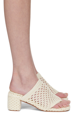 Beige Knit Heeled Sandals | SSENSE