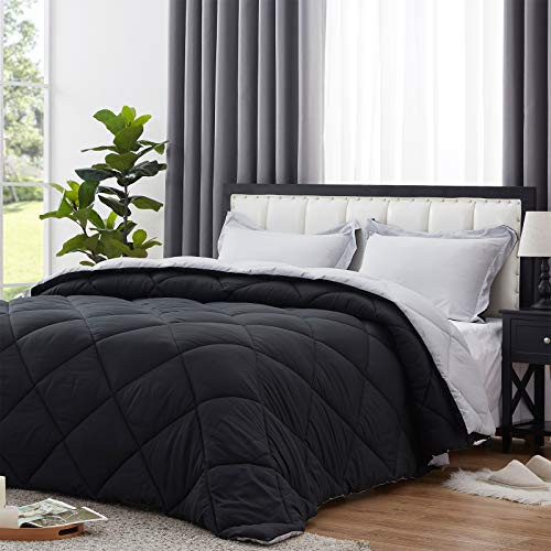 NexHome King Comforter Set - Black Comforter King Size Bedding Set - Soft Reversible Down Alternative Comforter Bed Set All Seasons 3 Pieces 1 Comforter (102"x90") + 2 Pillow Shams (20"x36") | Amazon (US)