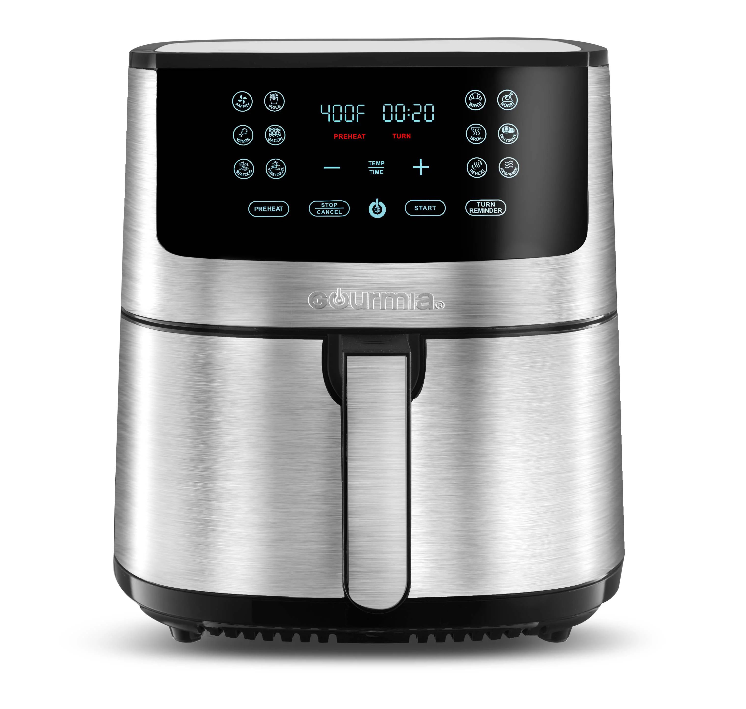 Gourmia 8-Quart Digital Air Fryer with Guided Cooking, Easy Clean, Stainless Steel | Walmart (US)