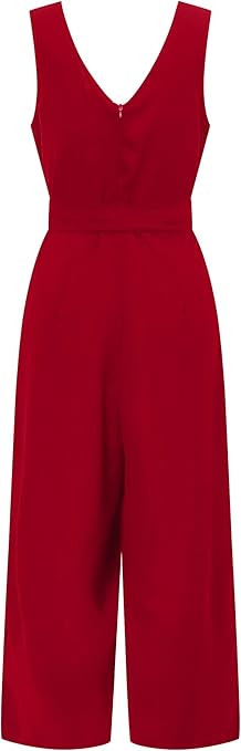 ECOWISH Womens Jumpsuits Casual Button Deep V Neck Sleeveless High Waist Wide Leg Jumpsuit Romper... | Amazon (US)