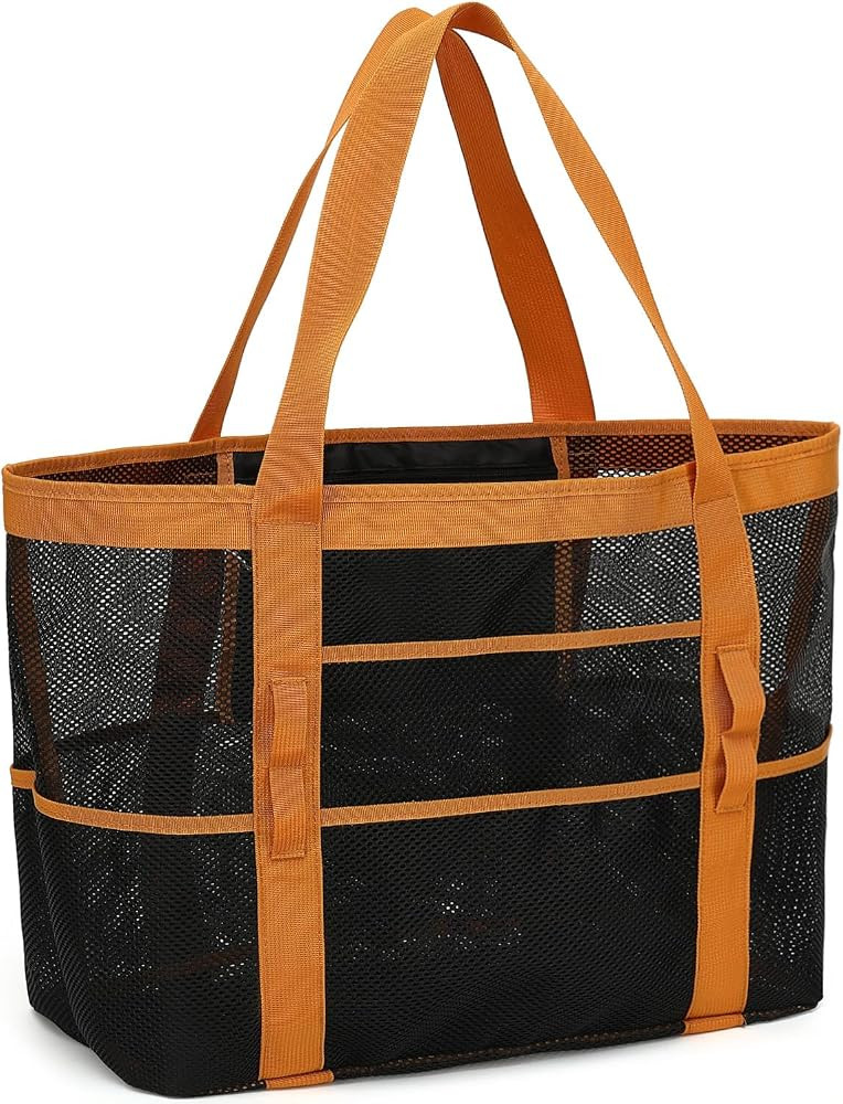 GYEUKHAM Mesh Beach Bag for Women, Sand-Resistant Pool Tote, 9 Pockets (1 Inner Zip), Foldable Fa... | Amazon (US)