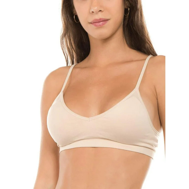 Women's Seamless V-Neck Padded Bralette with Adjustable Straps (One Size Fits All) | Walmart (US)