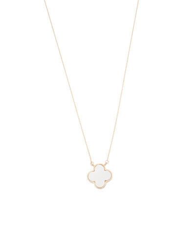 Made In The Usa 14kt Gold Mother Of Pearl Clover Necklace | TJ Maxx