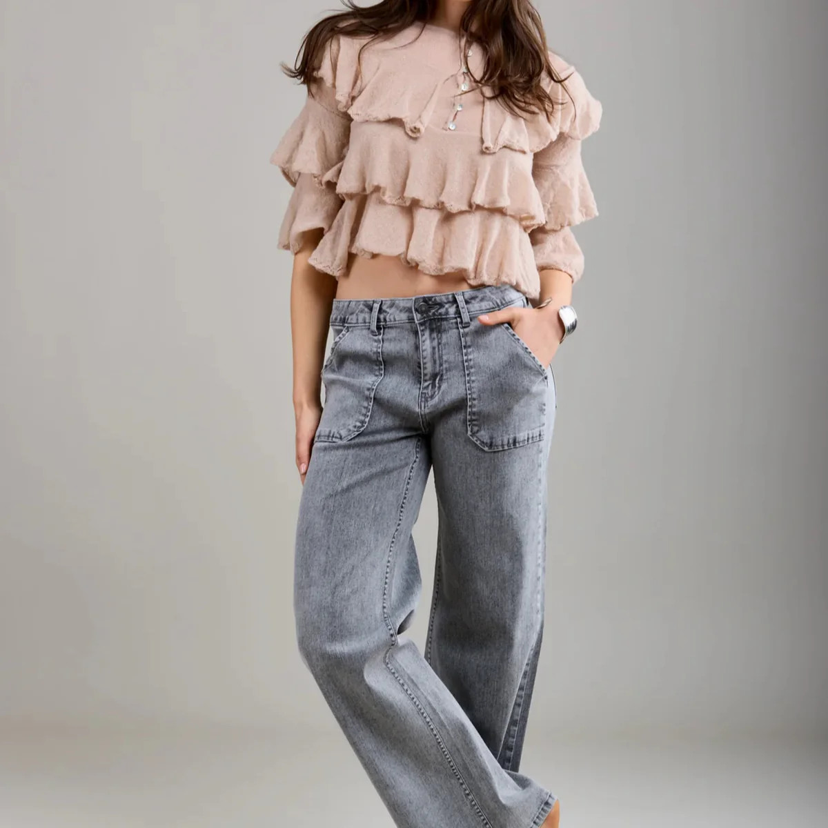 Crush Wide Leg Jean - Grey | Law and Co