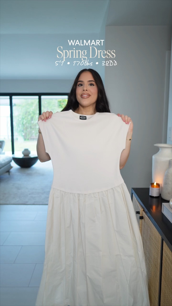 This dress is giving effortless rich mom energy! It’s comfy, chic, and looks way more expensive than it is 🙌🏼 
Truly the perfect neutral spring dress for midsize & curvy girls 🤍

Wearing size L 

@walmart