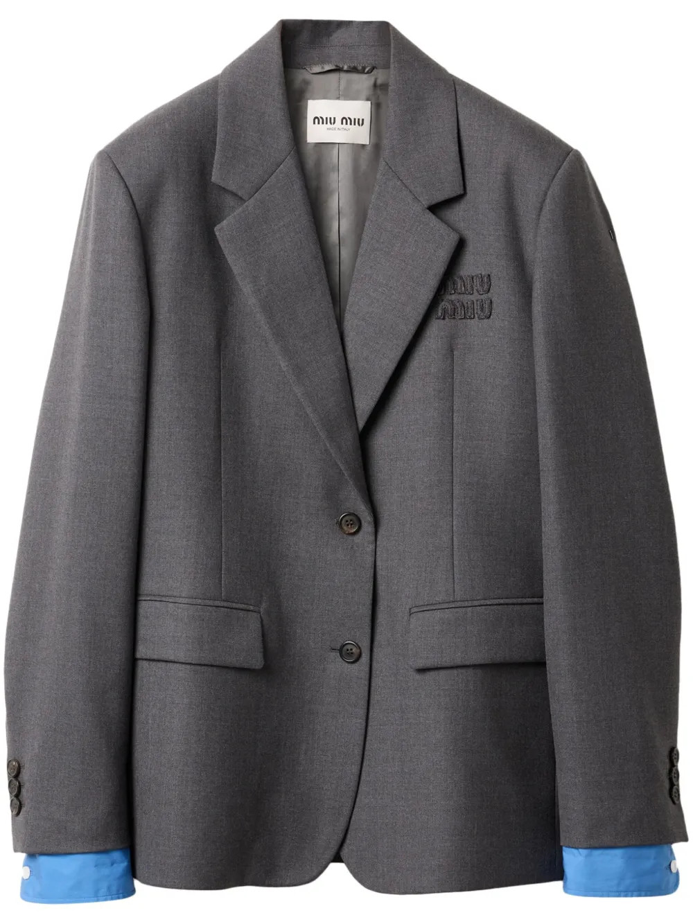 Miu Miu single-breasted Gabardine Blazer | Grey | FARFETCH UK | Farfetch Global