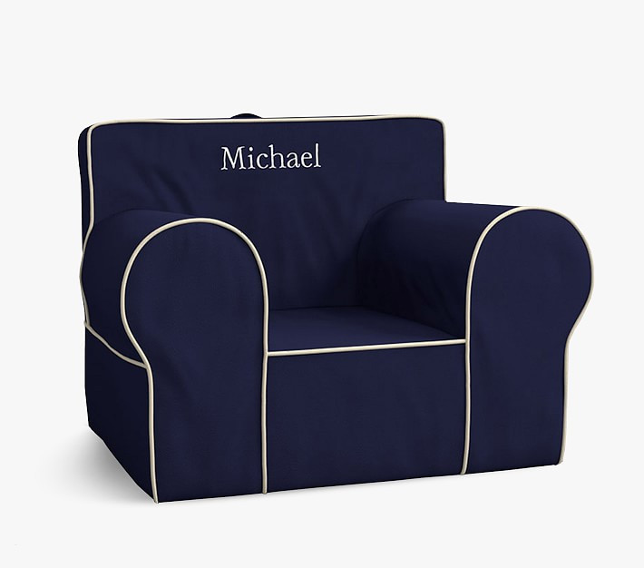 Oversized Anywhere Chair®, Navy with White Piping | Pottery Barn Kids