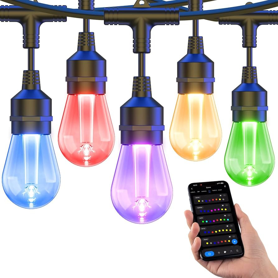 XMCOSY+ Smart Outdoor String Lights, 98Ft Patio Lights Waterproof, App Control, Compatible with A... | Amazon (US)